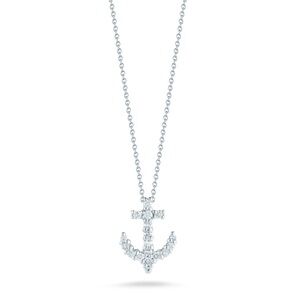 Roberto Coin Tiny Treasures 18K White Gold & Diamond Anchor Pendant Necklace